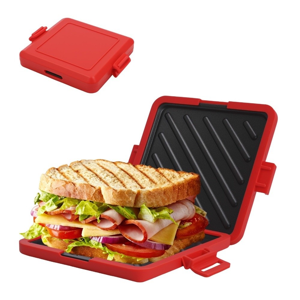 Sandwich Press Panini - Sandwichera Desmontable para Microondas, Antiadherente de